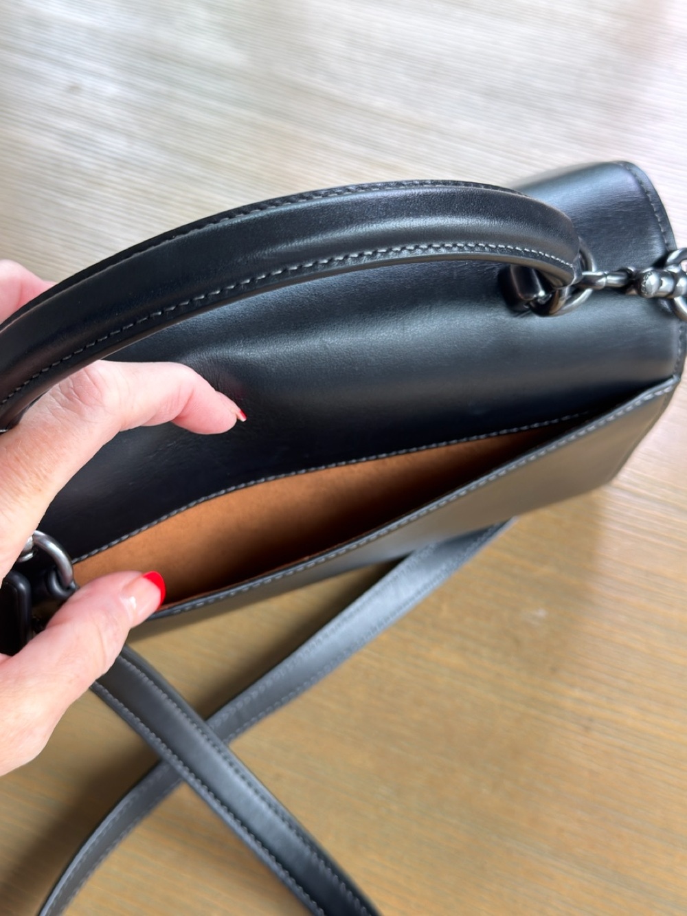 Coach Eliza Black Leather Top-Handle Crossbody Bag - Picture 8 of 15